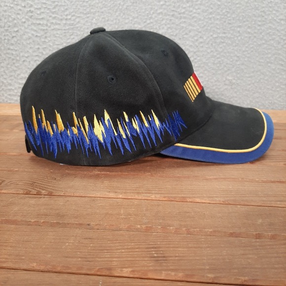 Vintage Nascar Hat Adult Strap Back Cap Black Blue Racing Grunge Faded 1990s Y2K - Picture 2 of 9